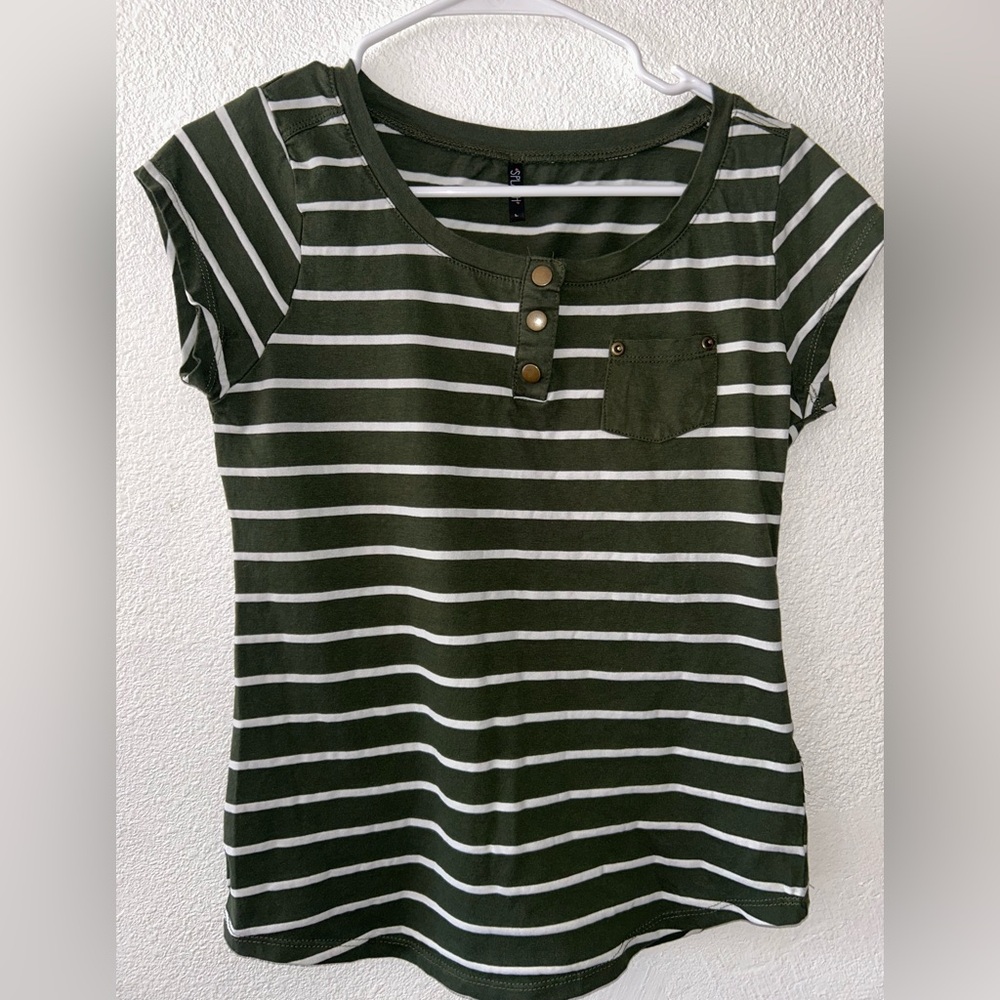 Splash Green and White Striped Top
